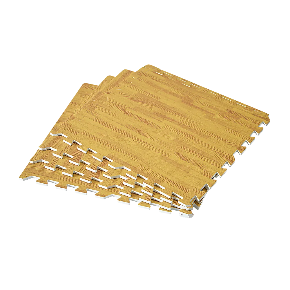 12 Interlocking EVA Foam Gym Floor Mats, 1cm Thick, Wood