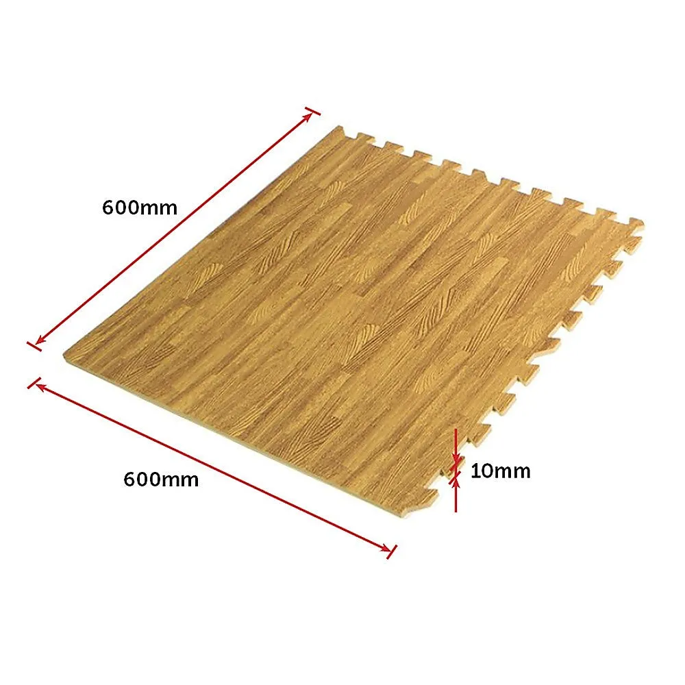 12 Interlocking EVA Foam Gym Floor Mats, 1cm Thick, Wood