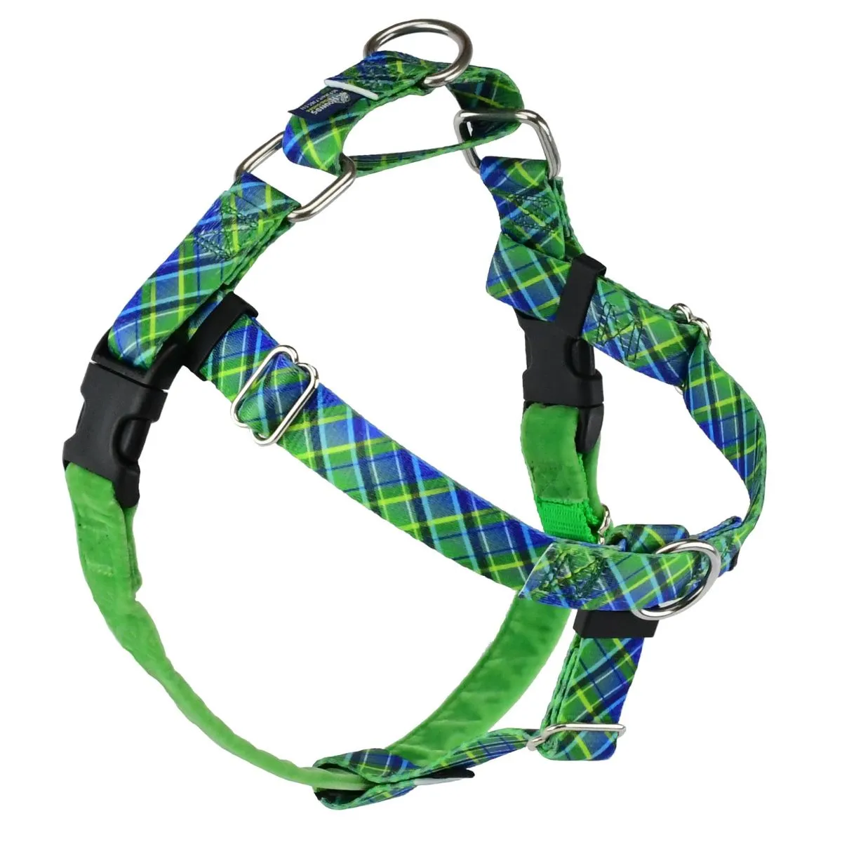 2 Hounds Design Freedom No-Pull Dog Harness Electric Glow Green L