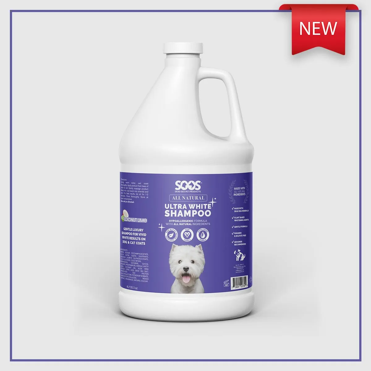 All Natural Ultra White Hypoallergenic Shampoo For Dogs And Cats