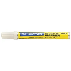 ALL-WEATHER Plastic Tag Marker, White Ink