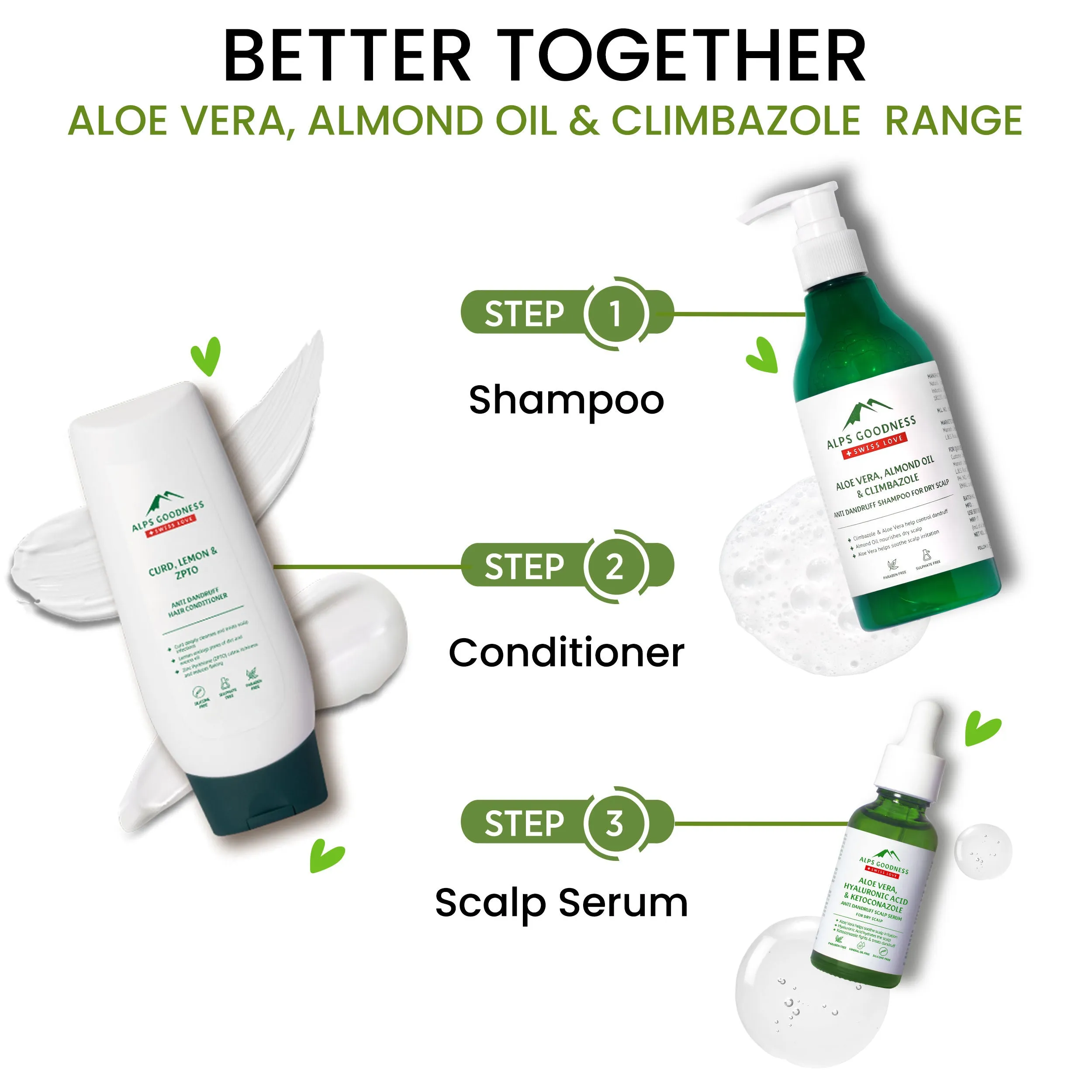 Alps Goodness Aloe Vera, Almond Oil & Climbazole Anti-Dandruff Shampoo for Dry Scalp (290ml) | Sulphate Free Shampoo| Silicone Free Shampoo | Gentle & Mild Cleansing Shampoo| Anti-Dandruff Shampoo| Shampoo for Dry Hair| Shampoo for Dry Scalp