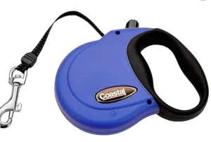 Coastal Pet Power Walker Dog Retractable Leash - Reflective Dog Leash - Stop-and-Release Control Button - Comfort Grip Handle - Blue