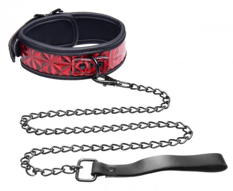 Crimson Tied Chained Collar With Leash