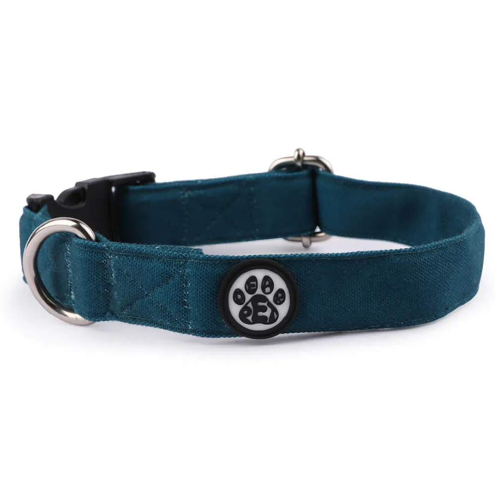 Dear Pet Classic Teal Blue Dog Collar & Leash Set