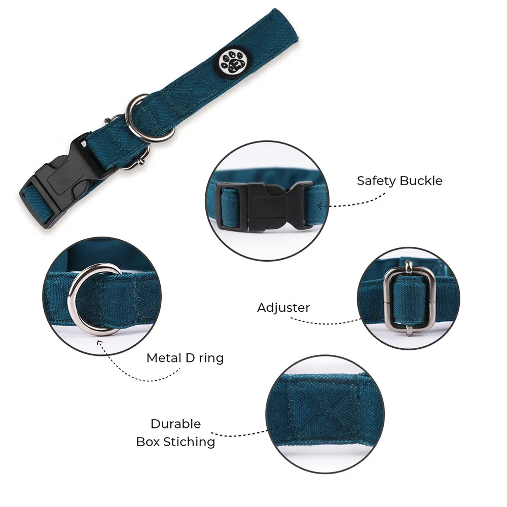 Dear Pet Classic Teal Blue Dog Collar & Leash Set