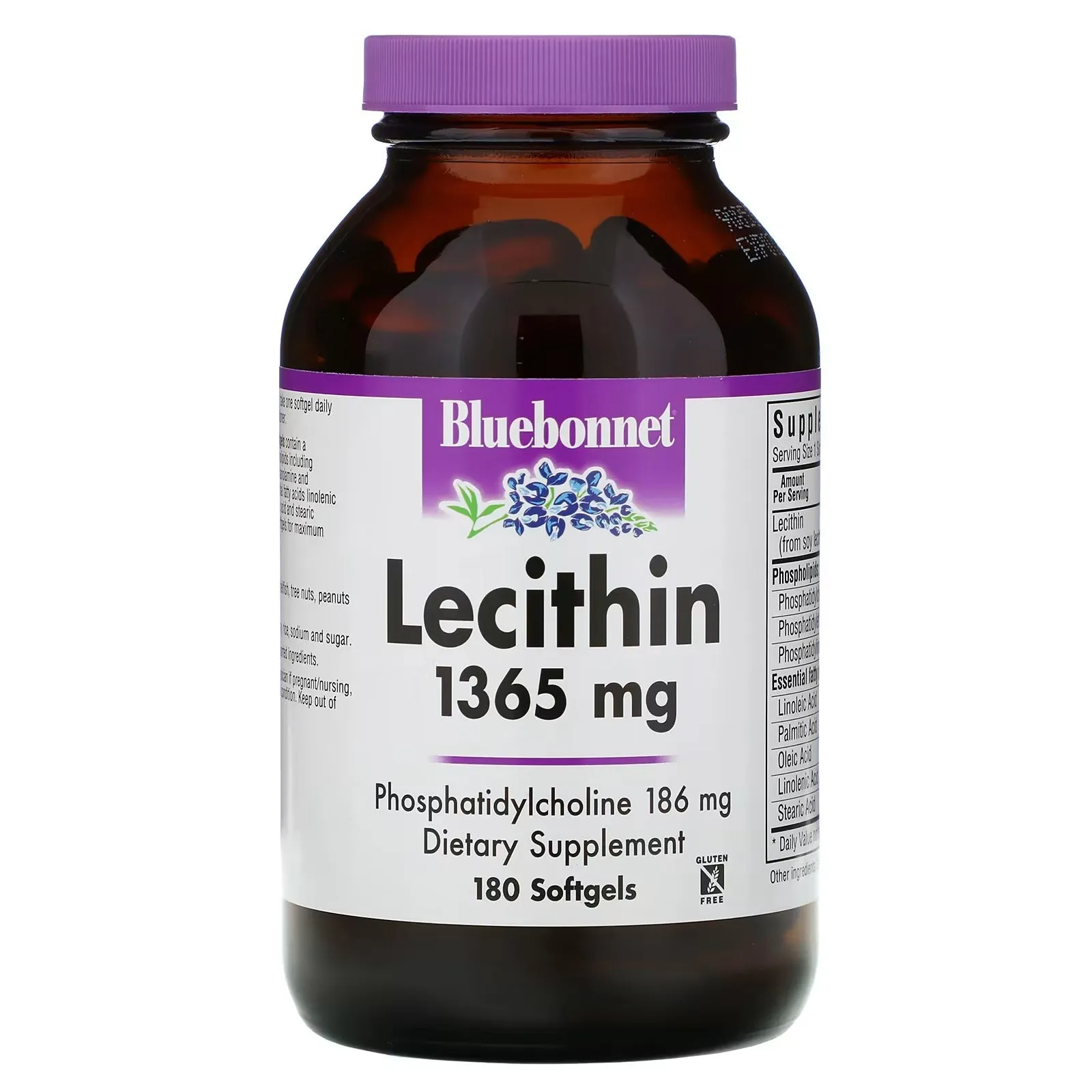 Lecithin 1365 mg Bluebonnet Nutrition, 180 capsules