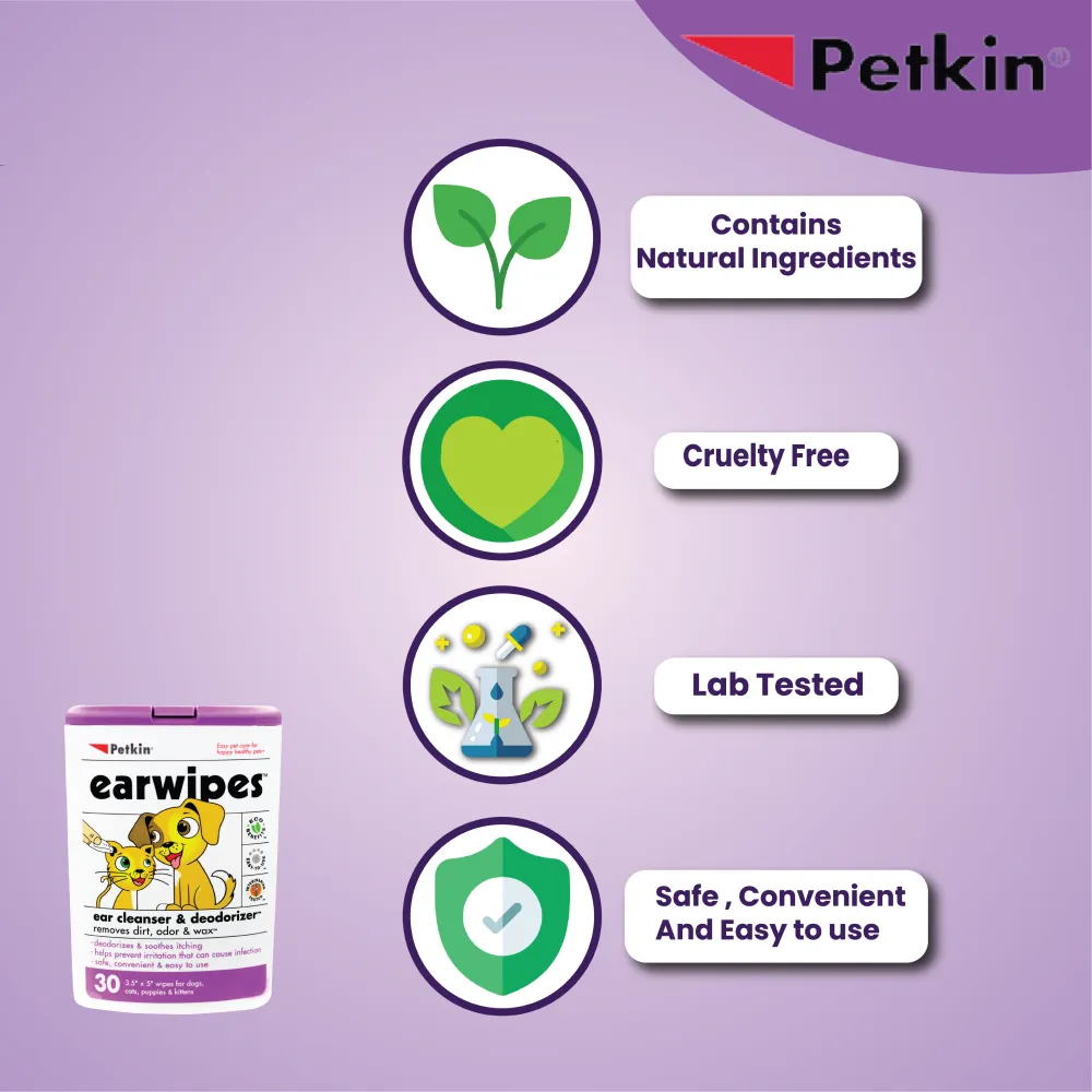 Petkin Ear Wipes for Dogs and Cats