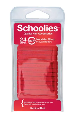 Schoolies Tubes Ponytail Holders 24pc - Radical Red