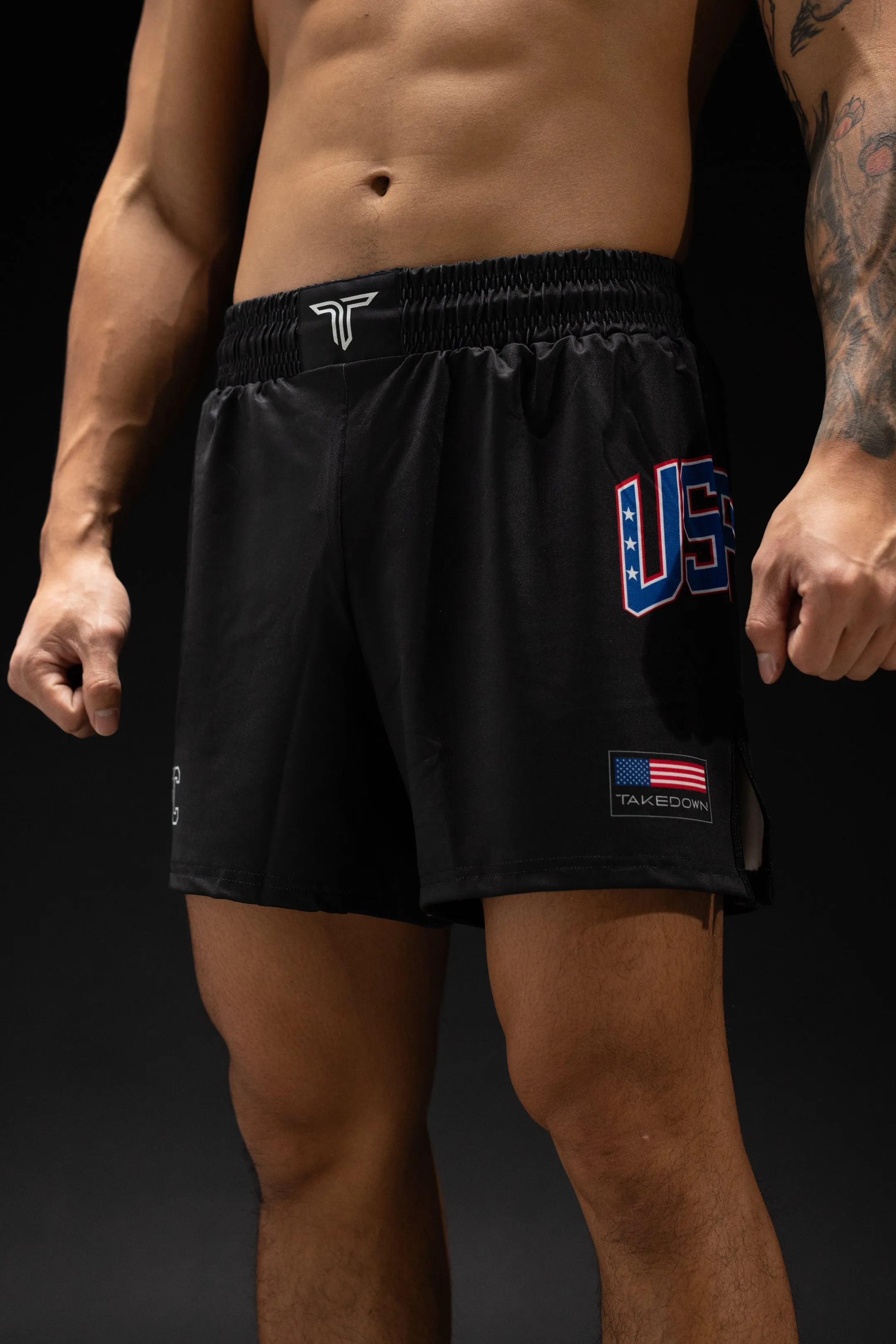 US Fight Club Fight Shorts (5"&7“ Inseam) - Black