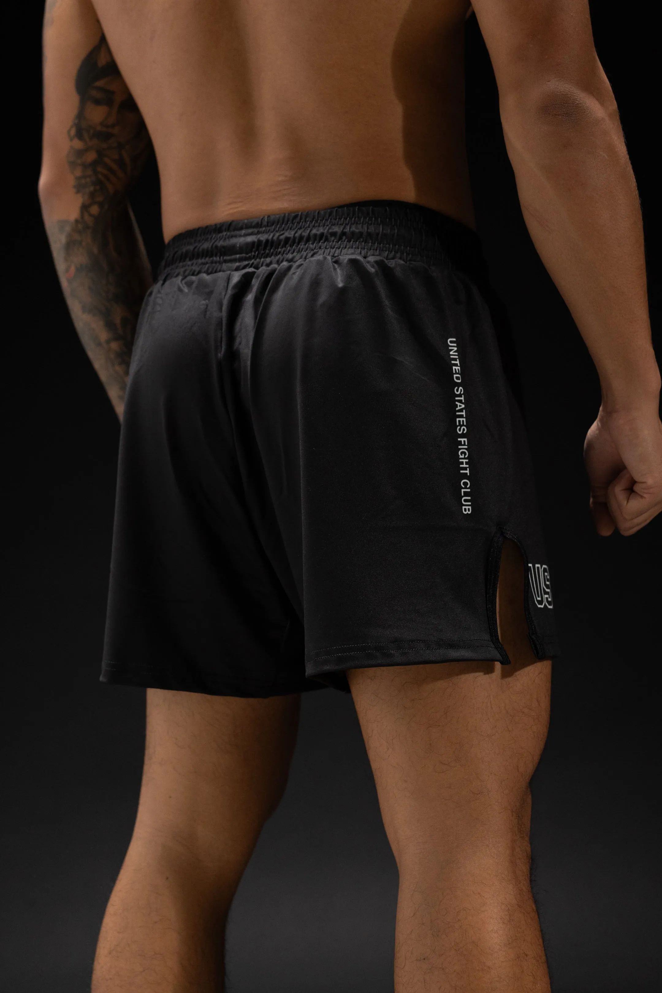 US Fight Club Fight Shorts (5"&7“ Inseam) - Black